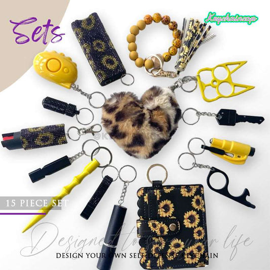 15 PCS | Finger Tiger Alarm Keychain Set