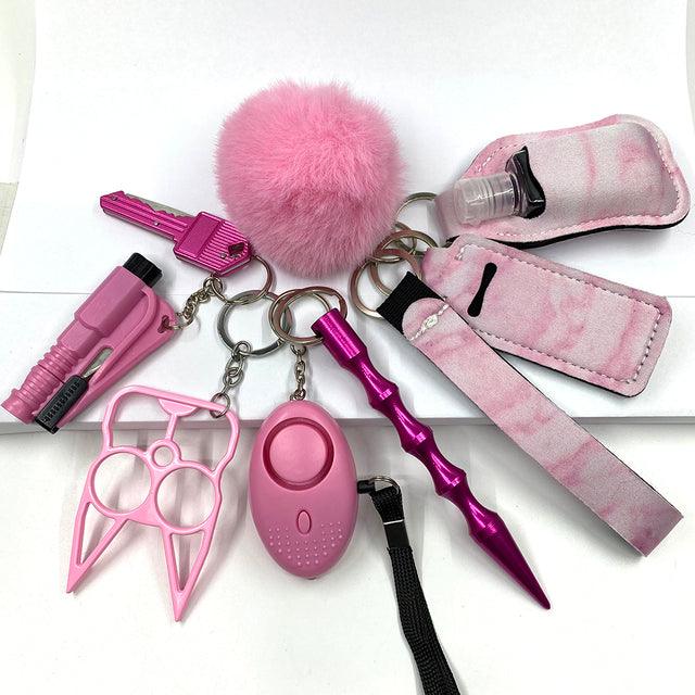 9 PCS | Custom Personal Safety Survival Women Alarm Set Girl Self Defense Keychain - keychaincop