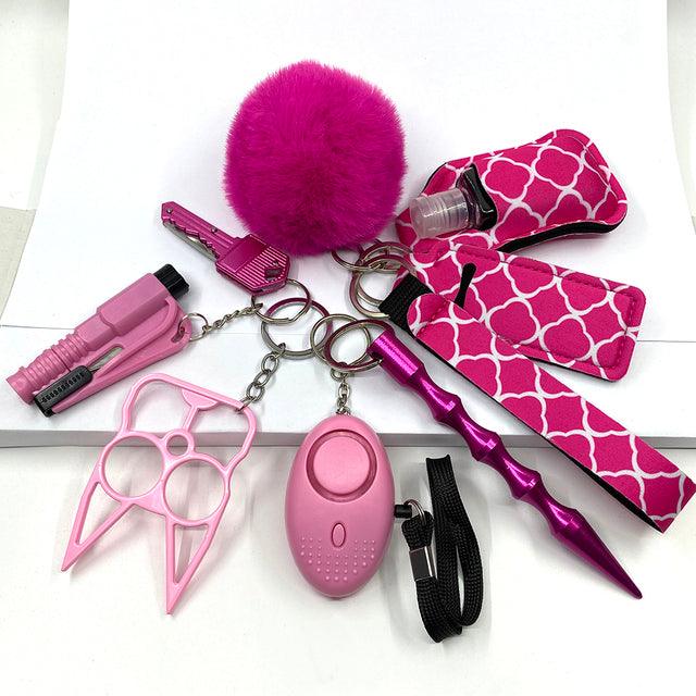 9 PCS | Custom Personal Safety Survival Women Alarm Set Girl Self Defense Keychain - keychaincop