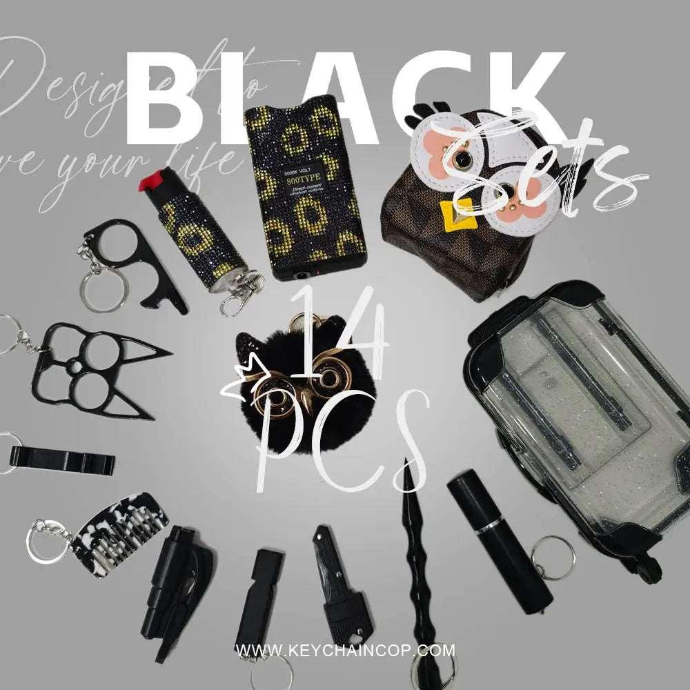 Keychain Set | 14 PCS Black Set | Designed to save your life