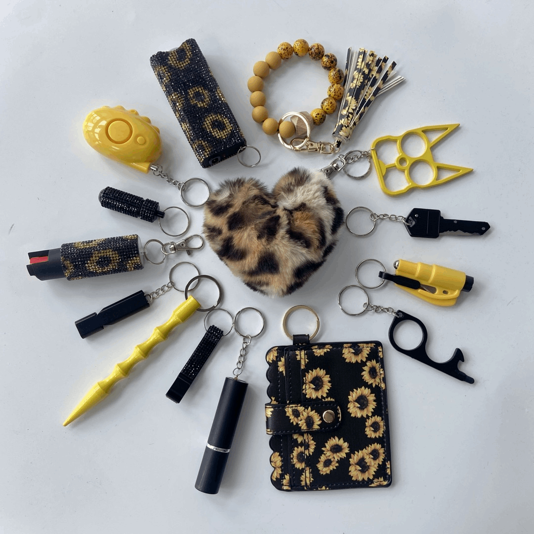 15 PCS | Finger Tiger Alarm Keychain Set