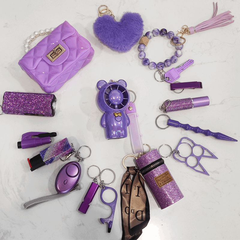 16 PCS | Bear Fan Purple Keychain Set