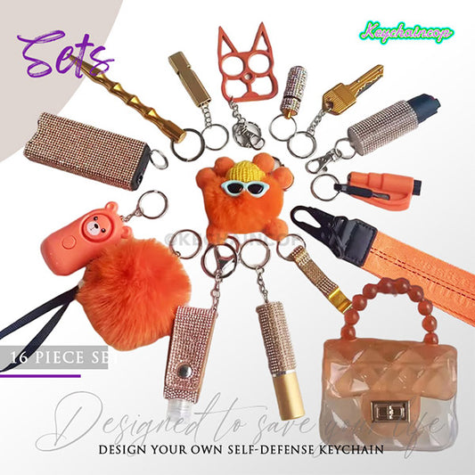 Keychain Set | 16PCS | Self-Defence Keychain Set Safety Women & Gril.