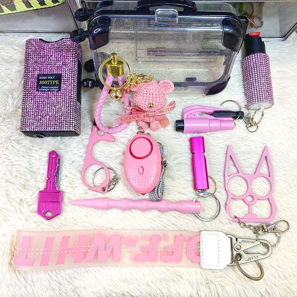 12 PCS Set | Self Defense Keychain Set Women's Self-defense Multifunctional Flashlight